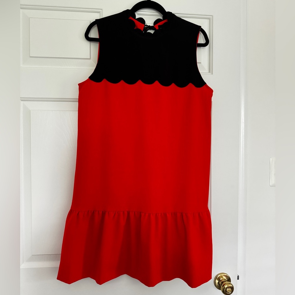 Victoria Beckham Red and Black Ruffled Mini Dress